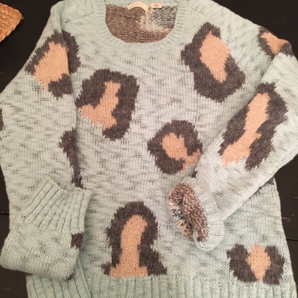 NWOT Anthropologie Sleeping on Snow Wool Mohair Leopard Animal Sweater Italy M